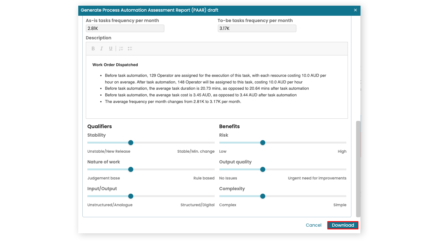 Apromore Process Automation Assessment Report PAAR