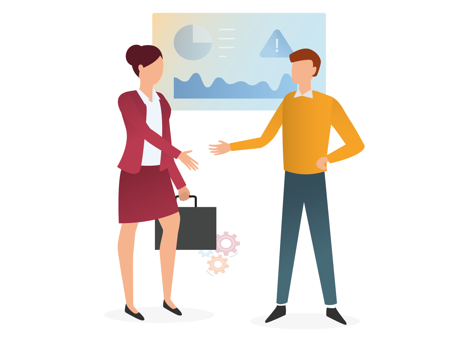 Vector image of a man and woman shaking hands